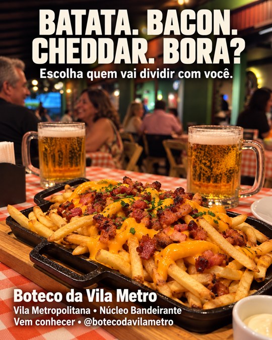 BATATA. BACON. CHEDDAR. BORA?