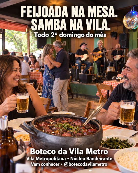 FEIJOADA NA MESA. SAMBA NA VILA.